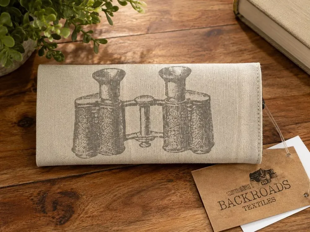 Backroads Textiles Rustic Binocular Print Fabric Eyeglass Case Handmade
